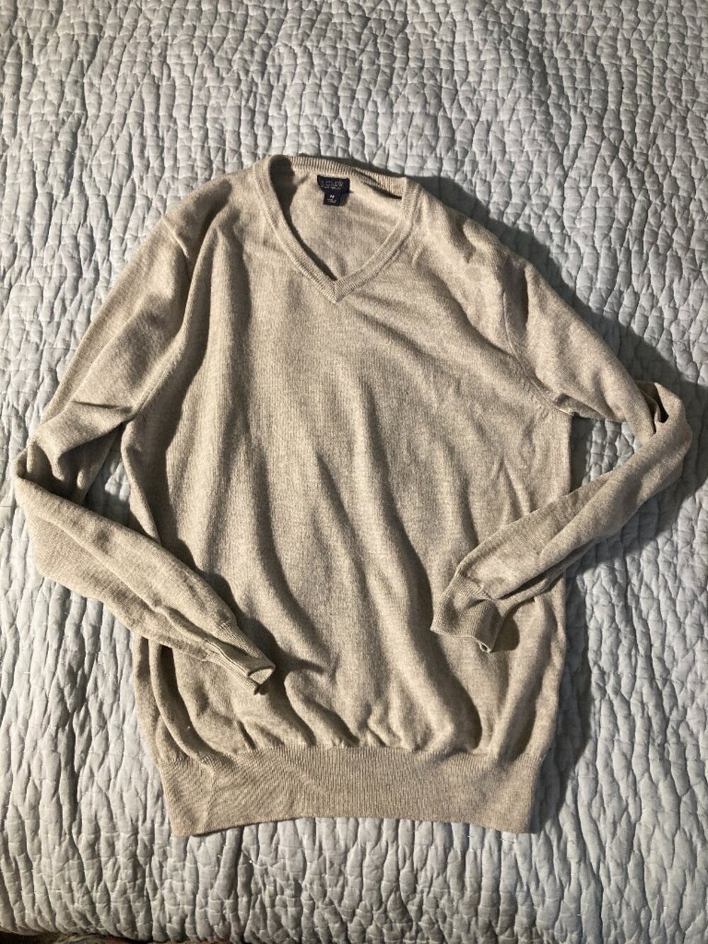 J. Crew gray 100% merino wool v-neck sweater size M